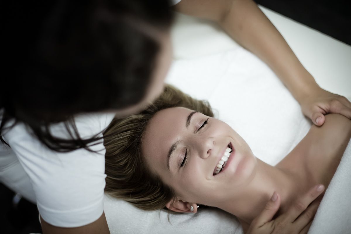 Smiling client during a treatment